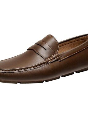 Men's Dark Brown 100% Synthetic Soft Penny Loafers Slip On Boat Loafers Shoes